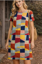 TORY BURCH Abstract Pattern Shirt Dress Womens Small