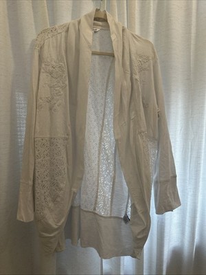 April Cornell XXL White Lacey Kimono Jacket