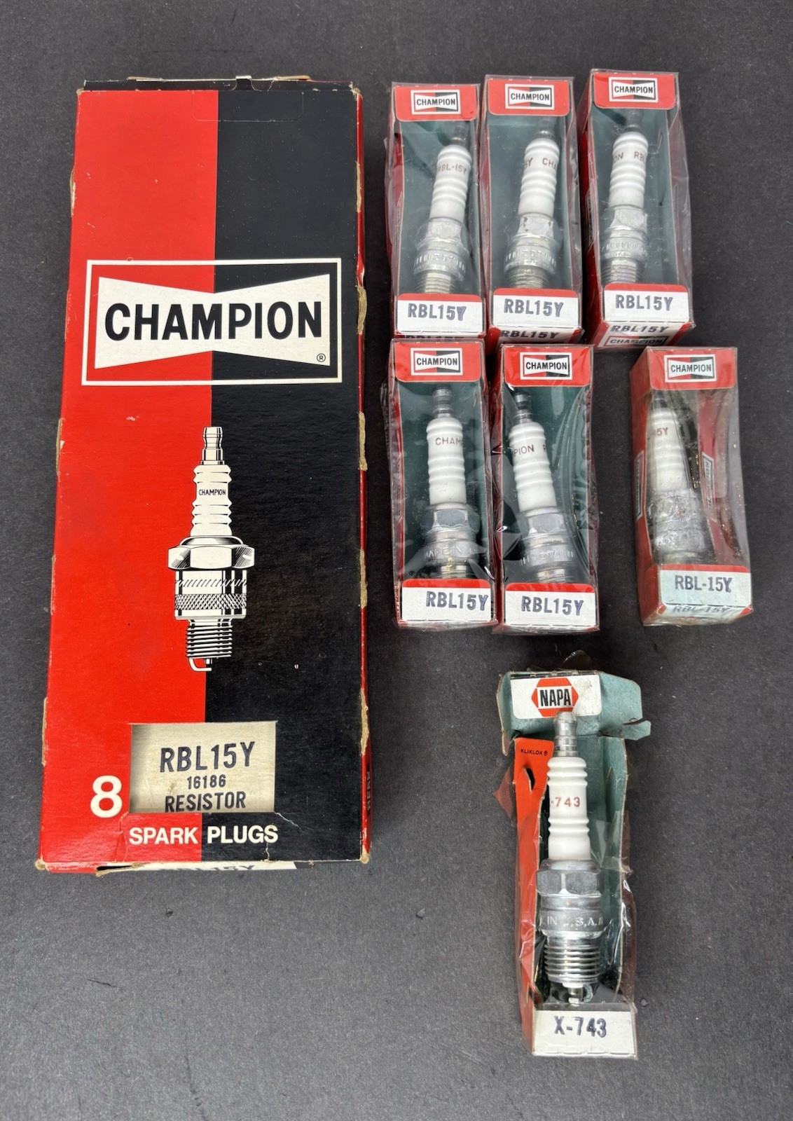 5 6 Champion RBL-15Y Resistor Spark Plugs Plus 1 Napa X-743   READ Description