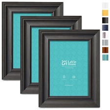 LaVie Home 5x7 Picture Frames 3 Pack, Black Wood Grain Rustic Photo Frame S...