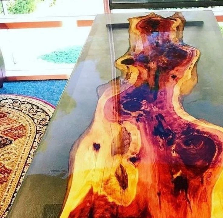 Handmade Clear Epoxy Resin River Table – Live Edge Wood Dining Coffee Table - Image 3 of 4