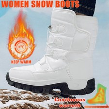 Womens Snow Boots Fleece Lined Waterproof Winter Ski Mid Calf Warm Plush Shoes