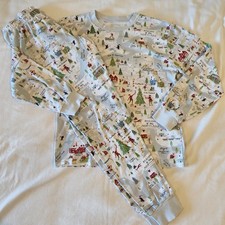 Pottery Barn 2pc Pajamas Adult Small Organic North Pole Christmas Santa Snowman
