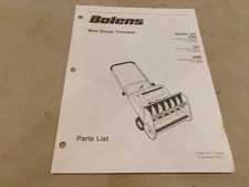 BOLENS MINI SNOW THROWER MODELS 225, 225E, 300, 300E PARTS LIST