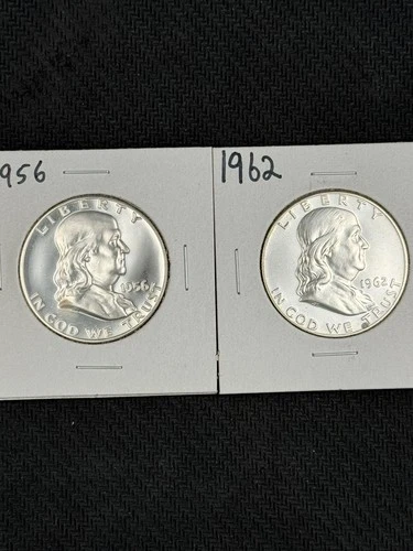 💰Ben Franklin Proof Half Dollars 1956-1962 90% Silver 50c 2 Coin Lot US Mint