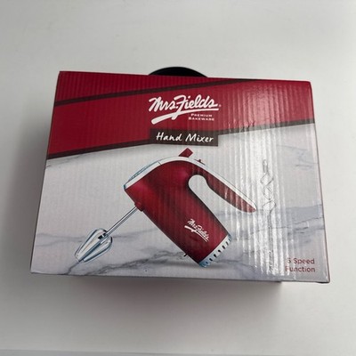 Mrs Fields Handheld Mixer Red/Chrome 5-Speed Function 2 Beaters, 2 Dough Hooks
