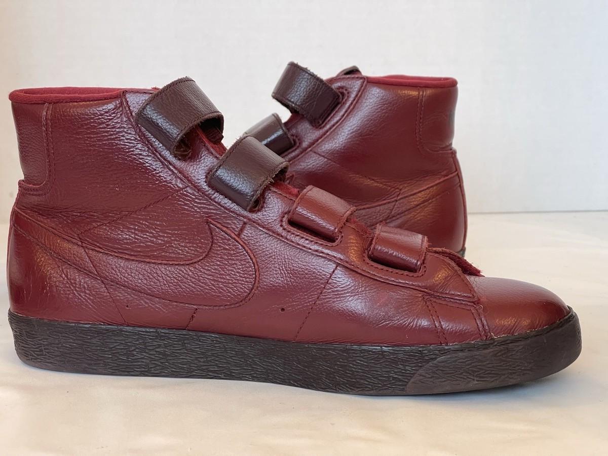 NIKE BLAZER AC HIGH PREMIUM LEATHER STRAP BURGUNDY MENS US  display picture 1