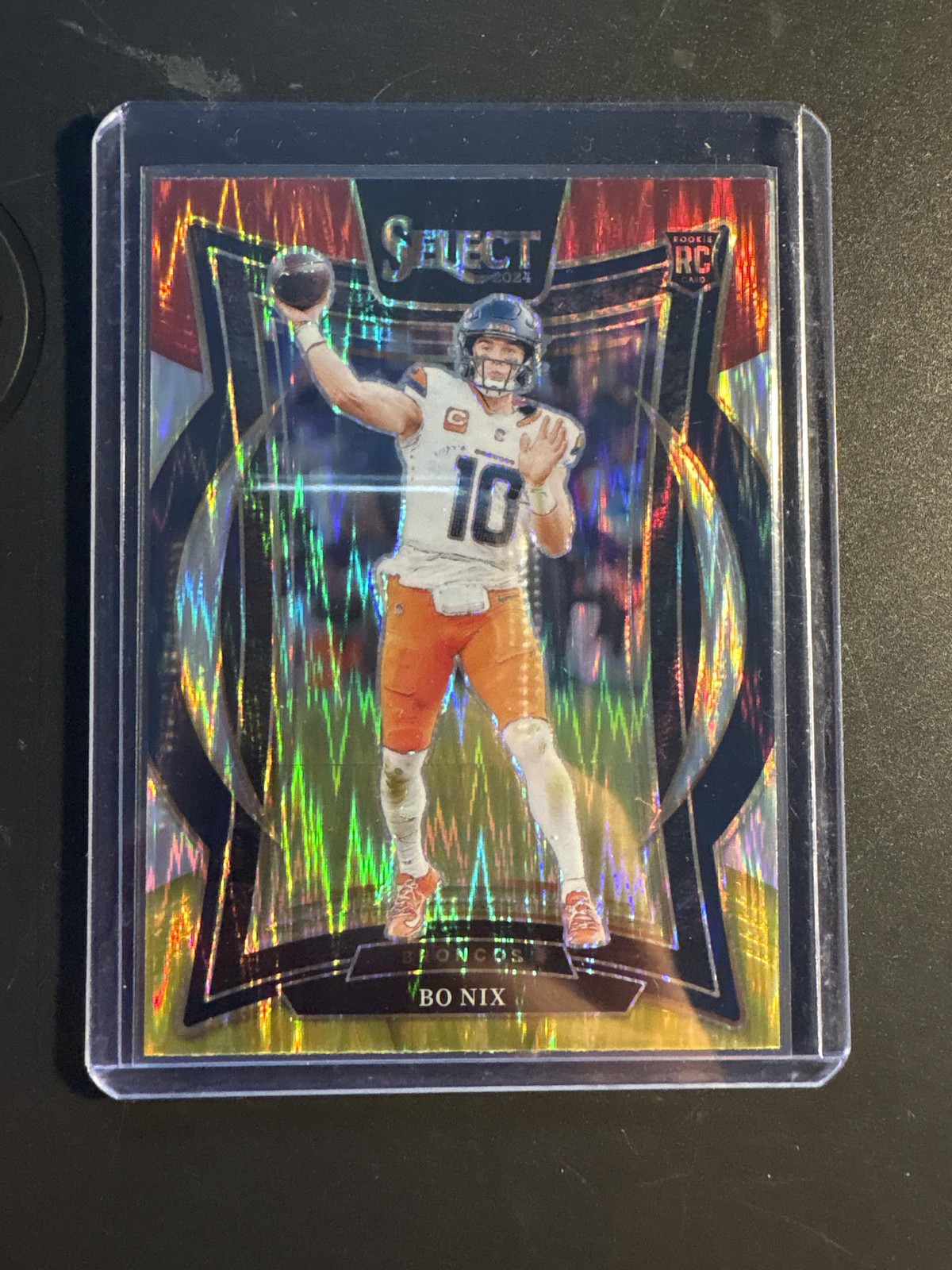 2024 Panini Select #30 Bo Nix Red & Yellow Prizm Shock