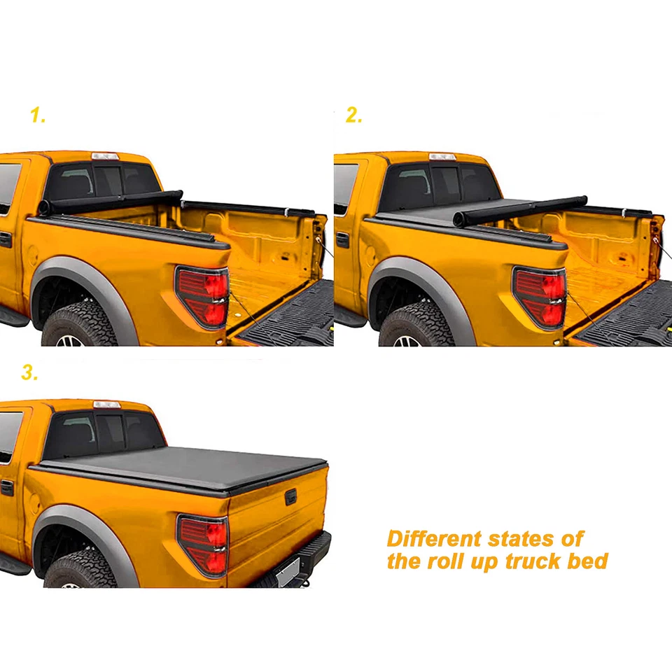 6FT Roll Up Tonneau Cover For 2004-14 Chevy Colorado GMC Canyon Truck Bed W/LED - Imagem 3 de 4