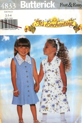 Butterick Sewing Pattern 4833 Childs Dress Headband Size 2 3 4