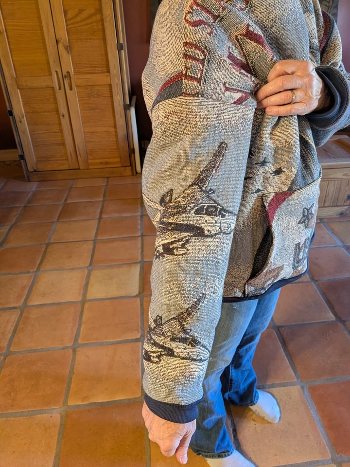 Manta a sudadera azul marino rehecha, camisa pulóver de peso pesado, azul marino papá o mamá Foto 3 de 4