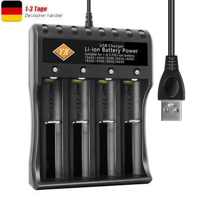 4 Slot LCD Akku Ladegerät USB Charger für AAA Li-Ion Lithium Batterieladegerät