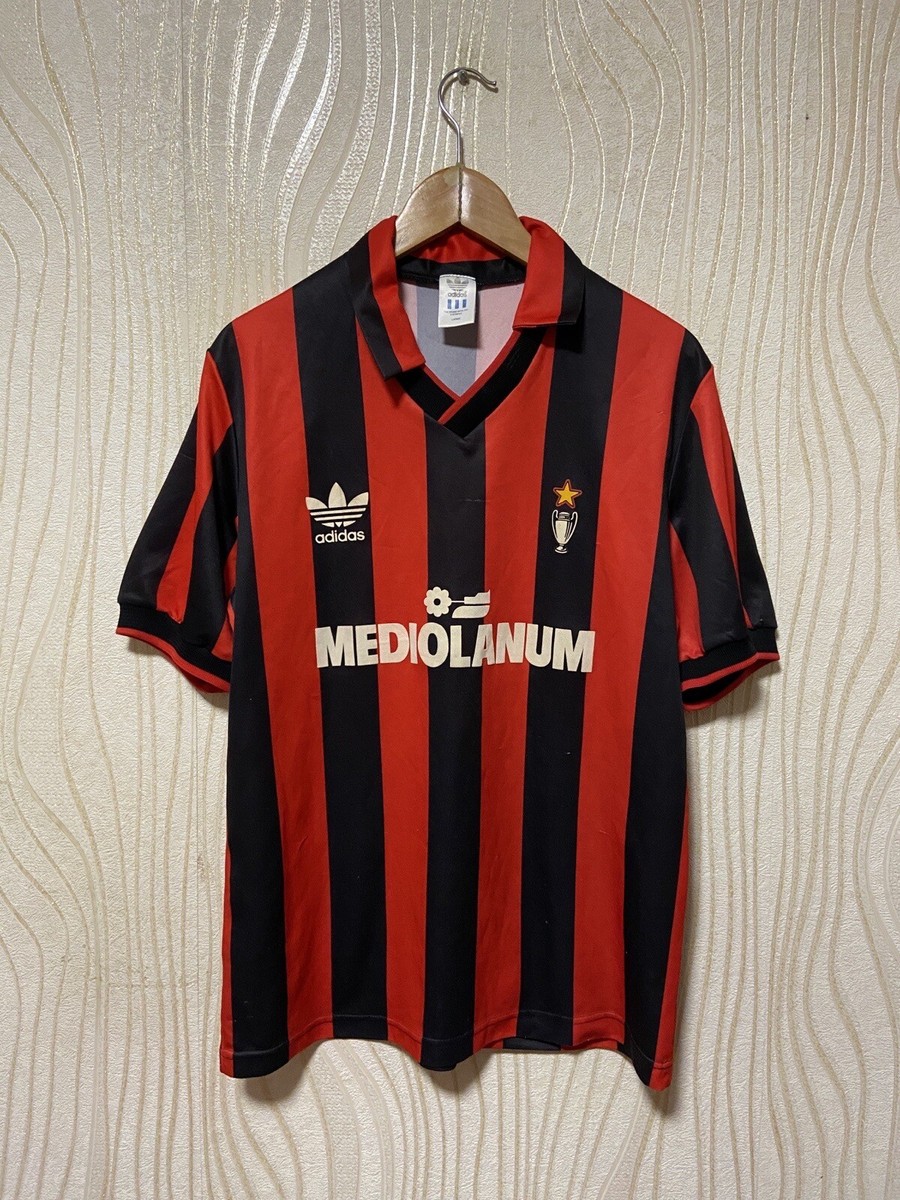MILAN 1990 1991 HOME FOOTBALL SHIRT SOCCER JERSEY ADIDAS sz