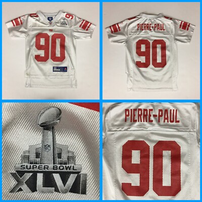 Kids JASON PIERRE-PAUL New York Giants Super Bowl XLVI White Jersey Small  (8) - Main Image
