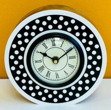 MacKenzie-Childs 44107-011 Dotty Round Desk Clock, 6" Diameter, Hand Made. New!