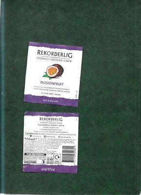 Cider label - Rekorderlig Passionfruit cider from Sweden