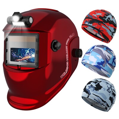 TRQWH Welder Mask Auto Darkening Solar True Color 2 Arc Sensor & Welding Cap Set