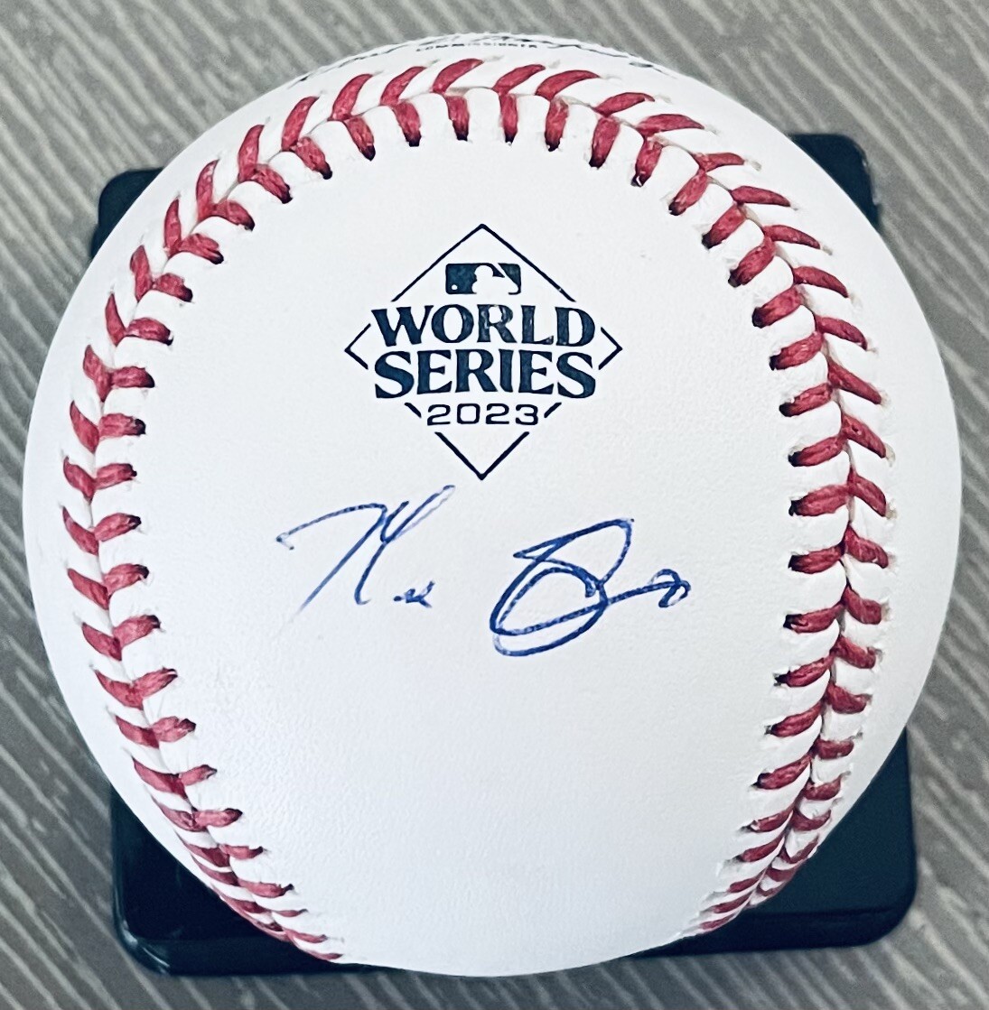 SPECTACULAR MAX SCHERZER FANATICS AND MLB SIGNED 2023 WORLD SERIES BASEBALL