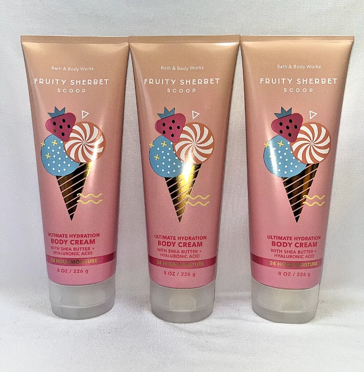3PK Bath & Body Works Fruity Sherbet Scoop Body Cream 8oz NEW Bath & body