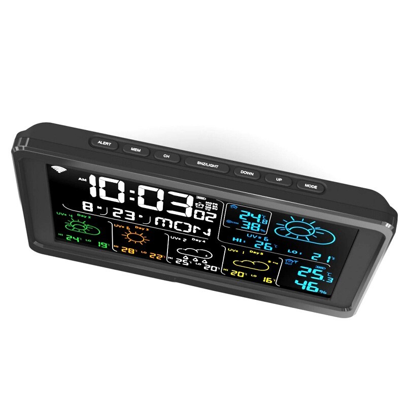 Stazione Meteo WiFi Con 2 Sensori Esterni | Display Colori | App Tuya/Smart Life | Sveglia