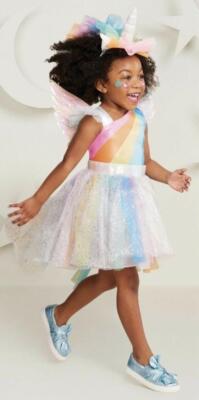 Toddler Rainbow Unicorn Halloween Costume with Dress and