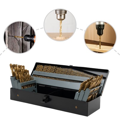 115PCS Drill Bit Set Electric Drill Mount Spiral High Speed Drill Bit Set w/ Box