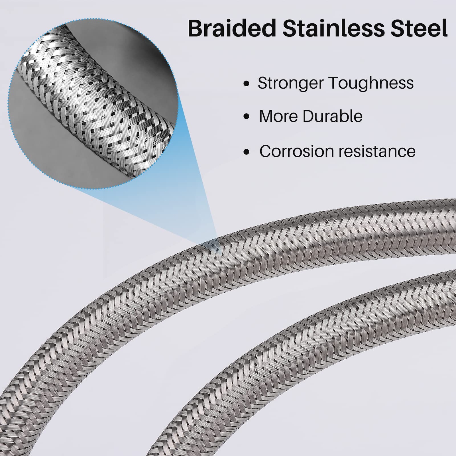 15" RV Pigtail Braided Propane Hose for 1/4-Inch Inverted Male 2-Stage Regulator