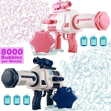 Bubble Gun Machine and Carrying Case 8000 Bubbles per Min Telescope LED Lights