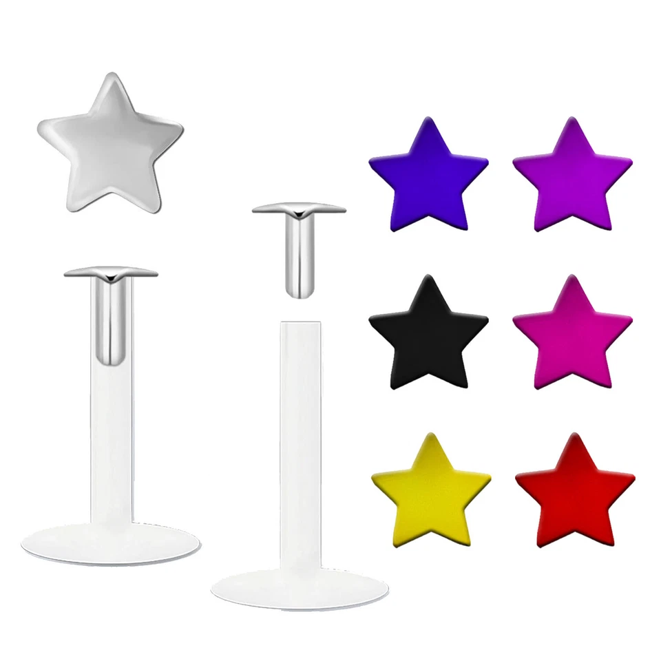 Lippenpiercing Stern Bioplast Bioflex PTFE 1,2 x 8 mm Helix Tragus Labret - Bild 1 von 1