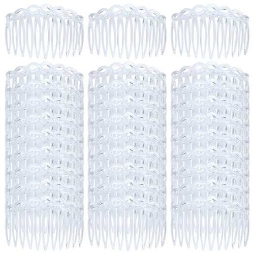 Cinaci 30 Pieces Clear White French Twist Water Wave Plastic Hair Side Combs