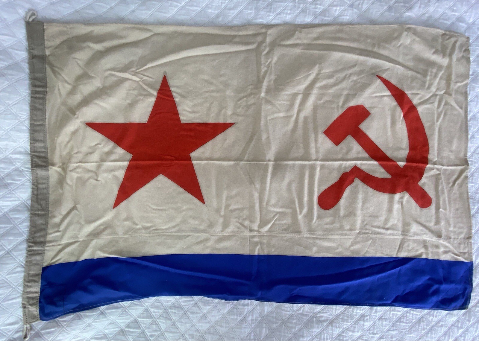 Lana original de la bandera de la marina de la URSS de un barco o submarino m...