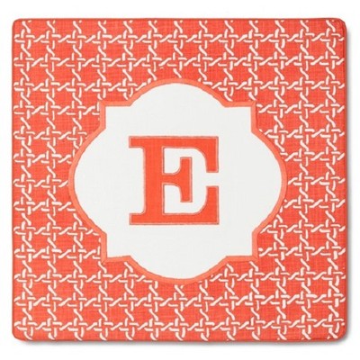 Threshold Monogram Throw Pillow Cover   18'' x 18''   Coral  ''E''