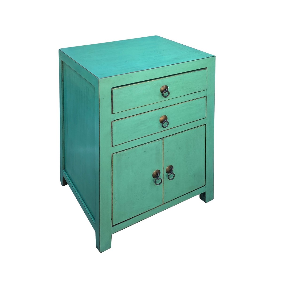 Chinese Distressed Turquoise Green 2 Drawers End Table Nightstand cs7420S Chinese Distressed Turquoise Green 2 Drawers End Table Nightstand cs7420S