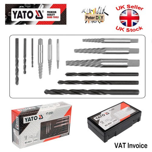 Yato Professional SCREW EXTRACTOR SET & HSS DRILL BITS 12pcs YT-0591 - Picture 2 of 2