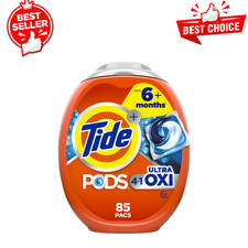 Tide PODS Ultra OXI Liquid Laundry Detergent Pacs, 85 Ct, Powerful Stain Remover
