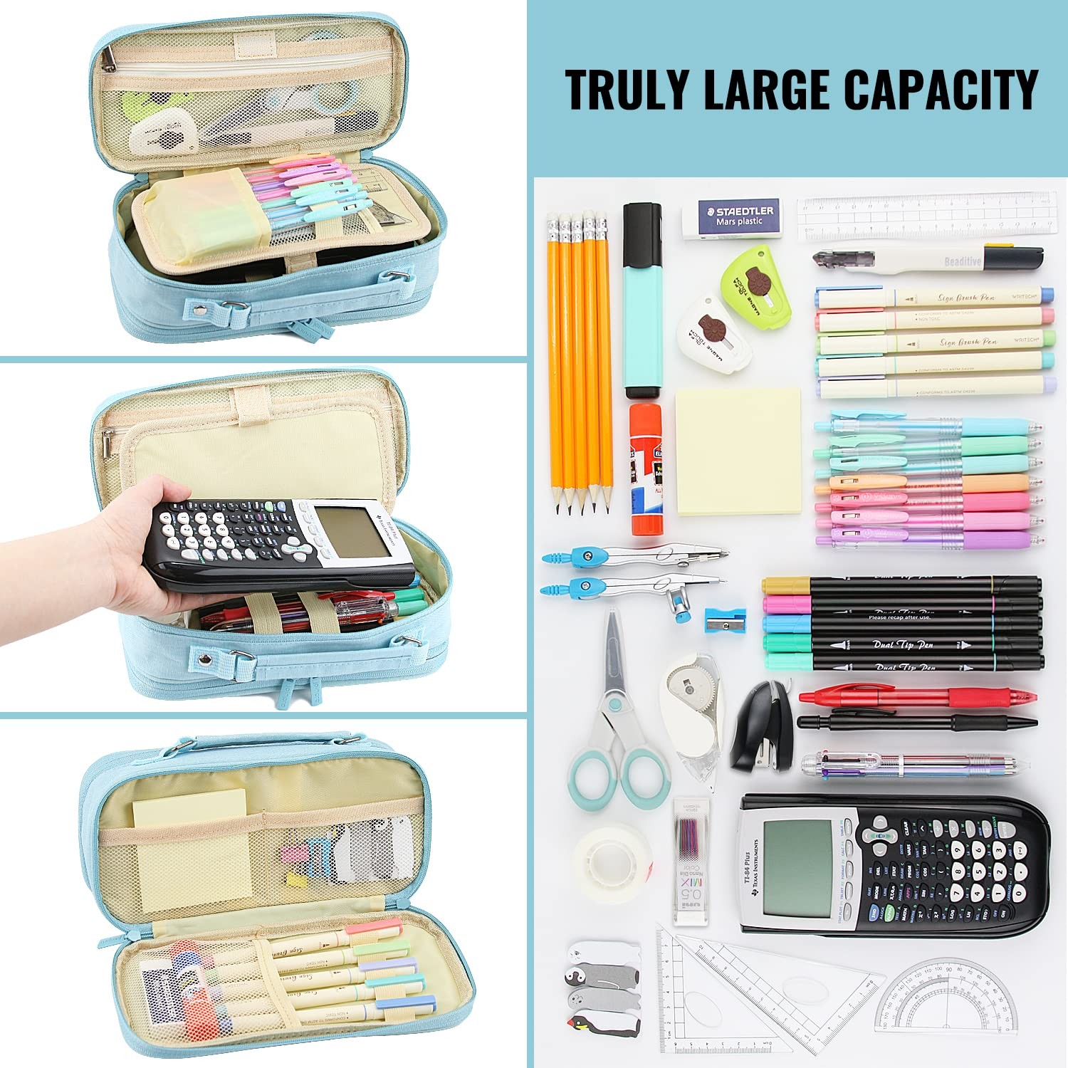 JOINPRO Pencil Case, Large Capacity Pencil Case Organizer Double Zipper Stora...