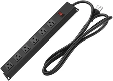 Metal Wall Mount Power Strip, Mountable Power Outlet with 6 AC Outlets, Aluminum