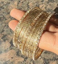 17pcs Gold Bracelets Bangles Set Diameter 6.5cm *UK*