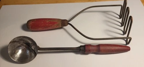 Vintage Ice Cream Scoop w/external actuator and Potato Masher
