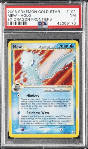2006 POKEMON EX DRAGON FRONTIERS GOLD STAR #101 MEW-HOLO PSA 7