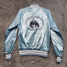 Vintage Professional Rodeo Cowboys Jacket Size XS PRCA Satin Light Blue