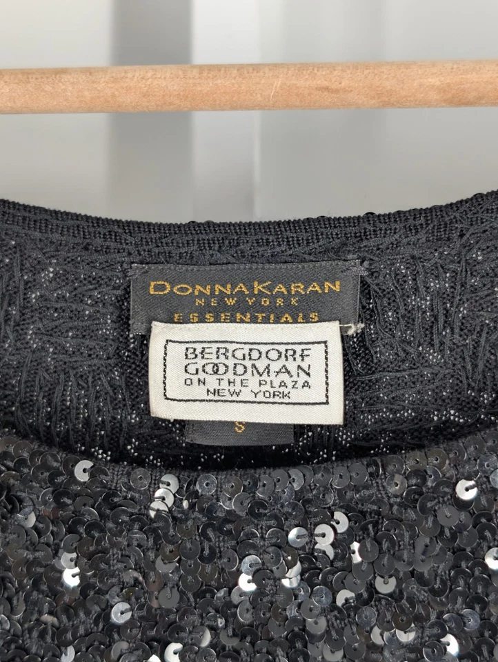 Body Donna Karan Bergdorf Goodman Vintage Años 90 Tejido Seda Bodycon Lentejuelas DKNY Foto 4 de 4