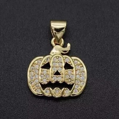 Real Moissanite 1.50 Ct Round Cut Pumpkin Shape Pendant 14K Yellow Gold Plated