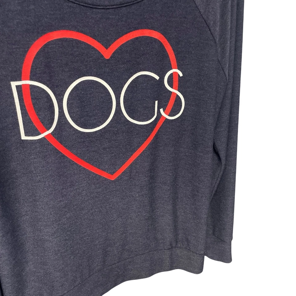 Sudadera Chaser Heart Love Dogs azul marino manga larga cuello redondo para mujer talla pequeña Foto 3 de 4