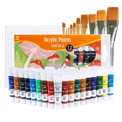 ESENG® Acrylfarbe Premium FRUIT AP-12, 12-ml-Tuben, für Leinwände, Holz