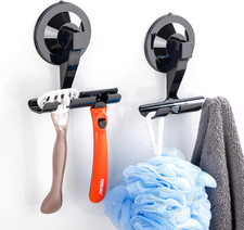 Shower Razor Holder with Suction Cups, 2 Pack, No Damage Wall Hooks