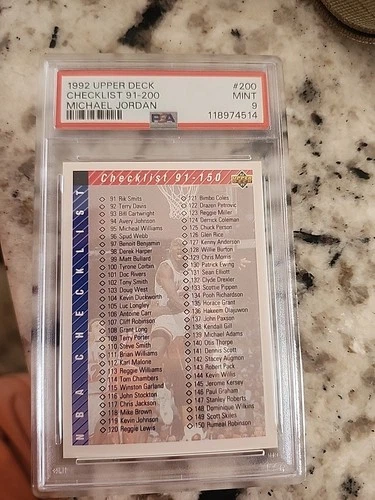 1992 Upper Deck Michael Jordan Checklist 91-200  PSA 9 MINT #200