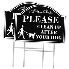 Clean Up After Your Dog Sign - 2 Pack, 12.6"x9.5", Double Sided, Corrugated