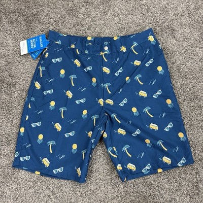 Haggar The Active Series Cruise Hybrid Shorts Blue Summer Pattern Mens 34