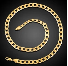 Designer Inspired 18K Yellow Gold Filled 24"*5mm Cuban Curb Chain Necklace N819G